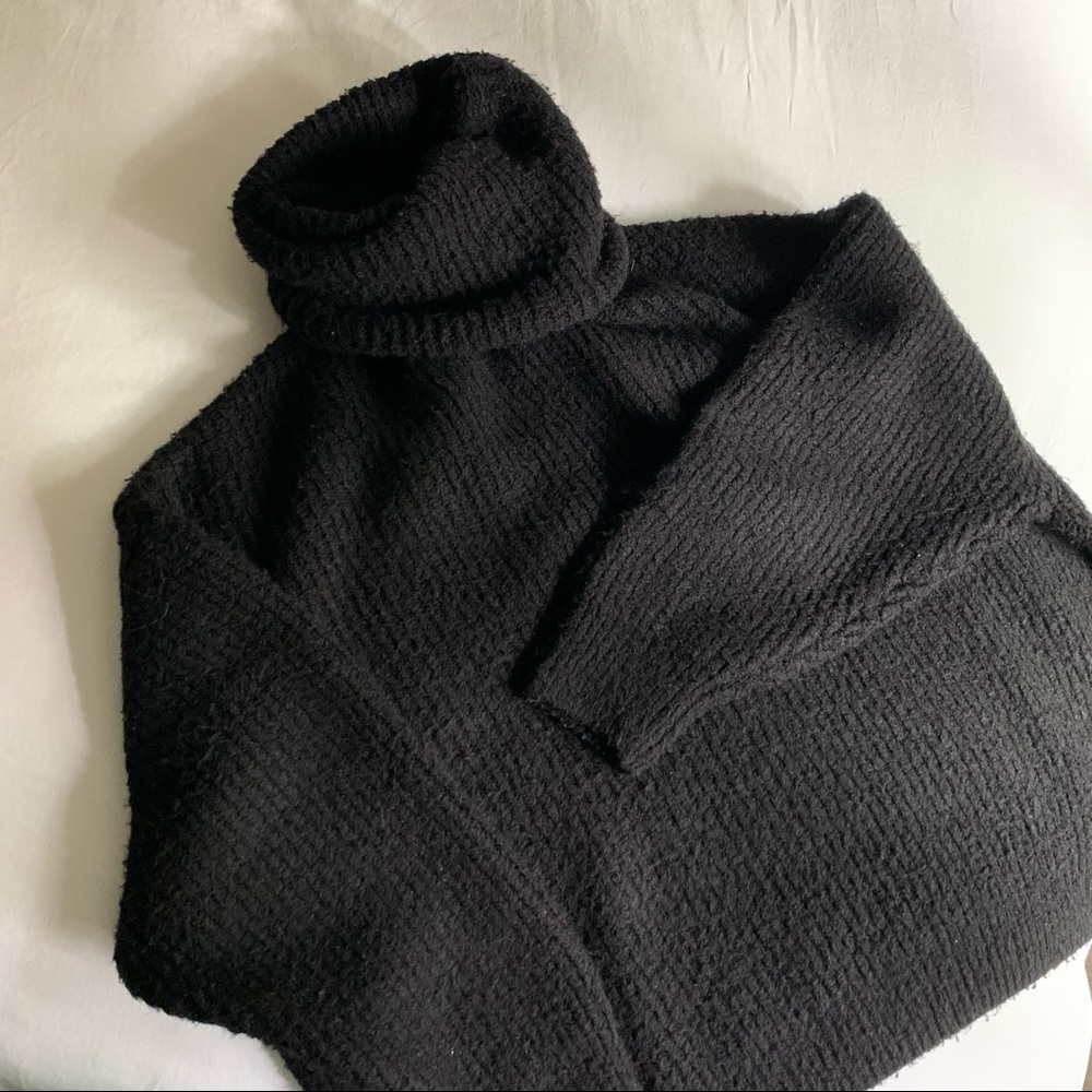 Oversized Black Turtleneck Sweater